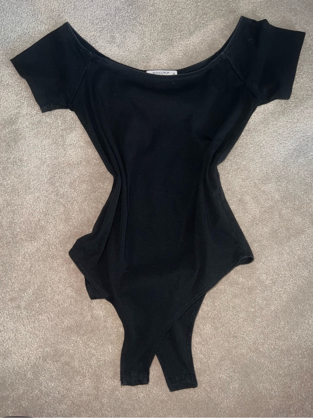 Mangopop Black Short-Sleeve Bodysuit